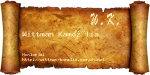Wittman Kamélia névjegykártya